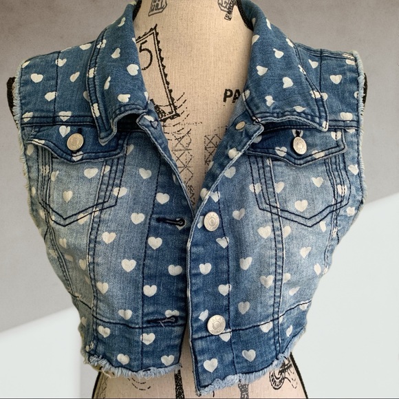 jalate jeans Jackets & Blazers - 🍋 Cropped denim heart ❤️ vest SMALL